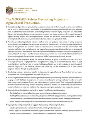 The MOCCAE’s Role in Promoting Projects Agriculture...